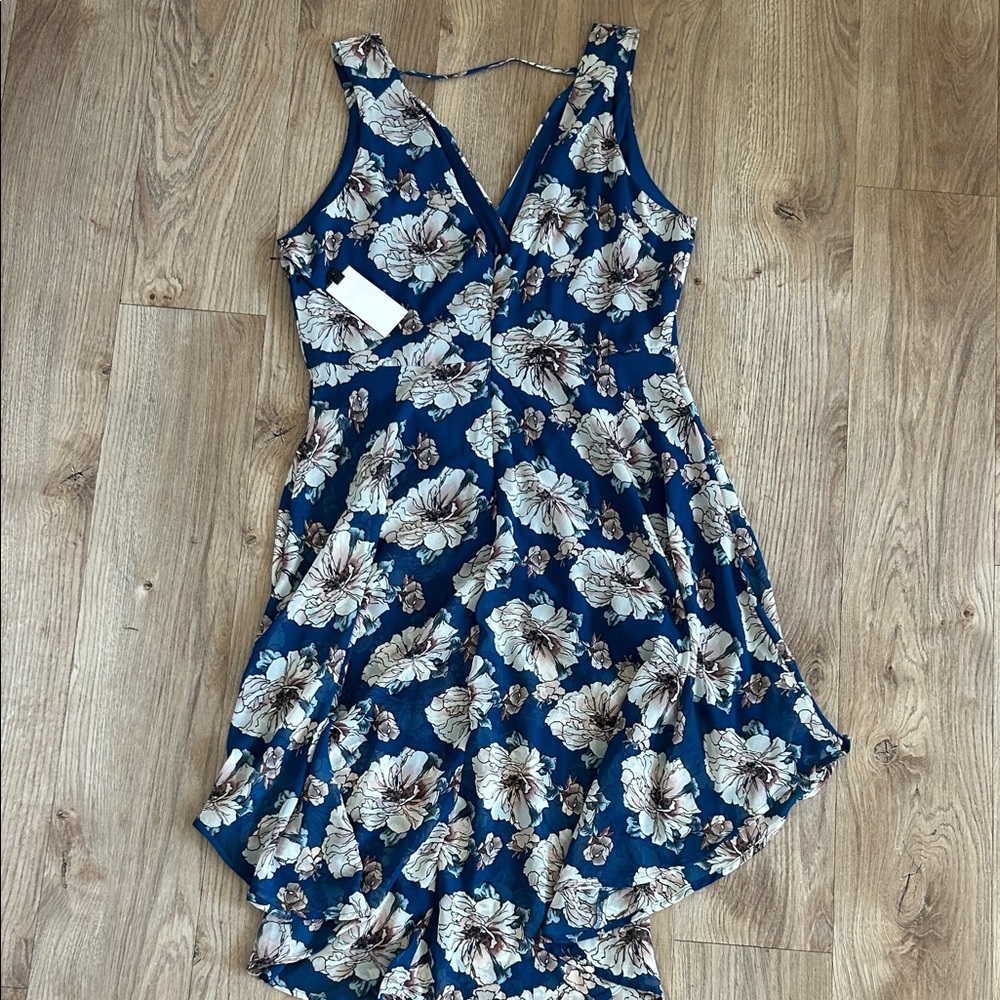 Astr Blue Floral Midi Dress
